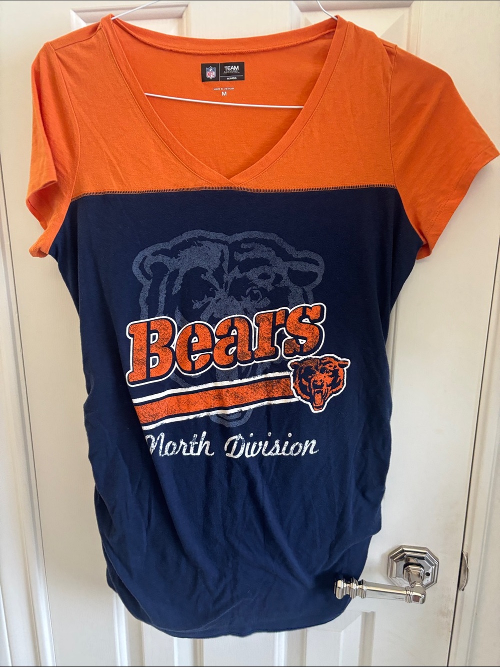 Chicago Bears Navy & Orange Maternity V-Neck Tee
